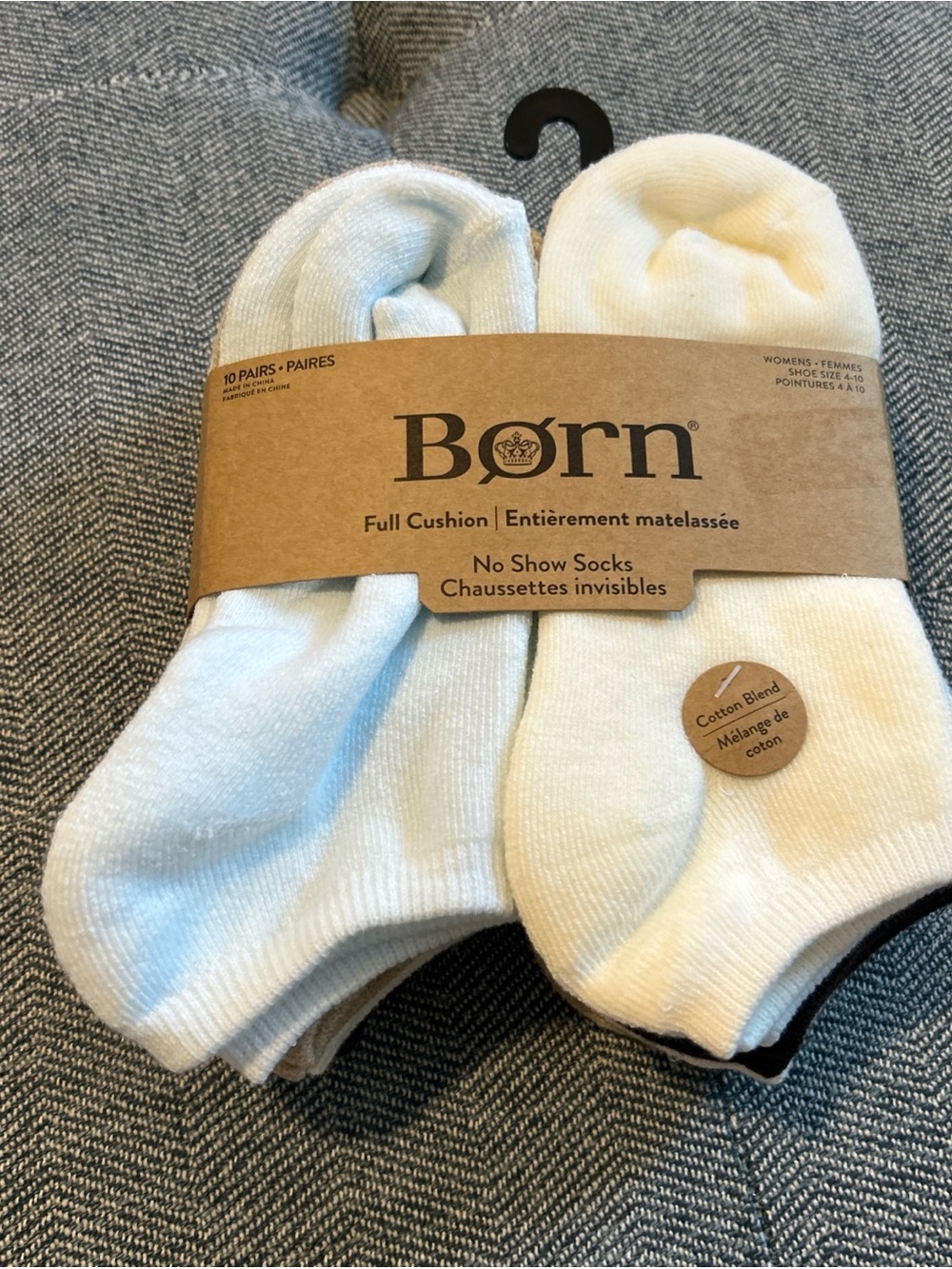 Born Full Cushion No Show Socks Womens Size 4-10 Multicolor 10-Pair- New